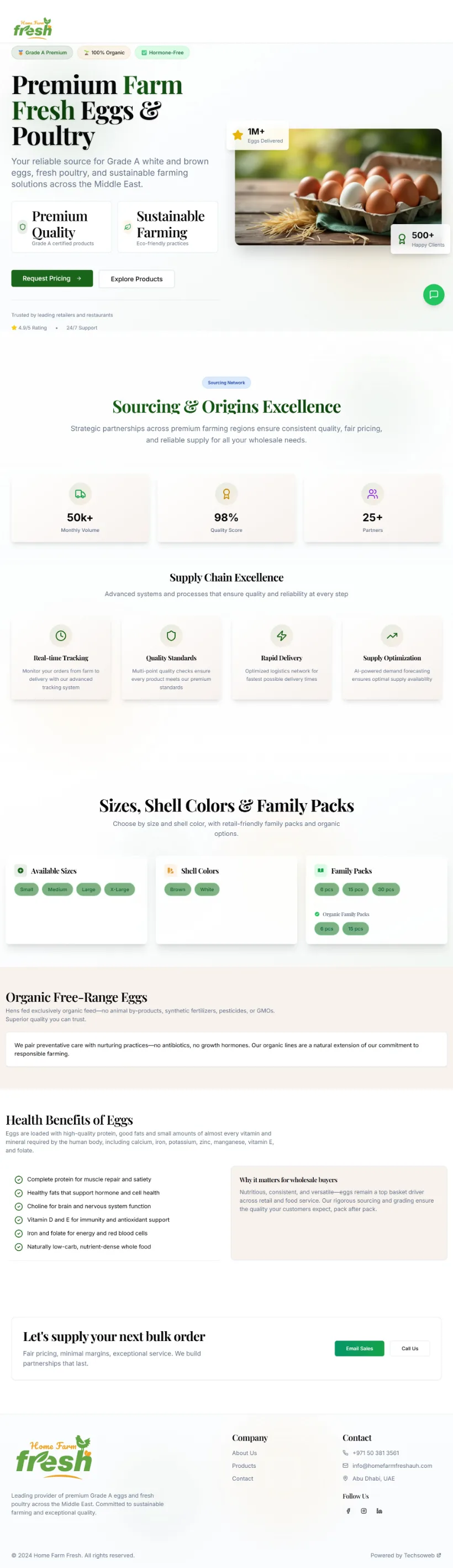 Home Farm Fresh homepage, top to bottom